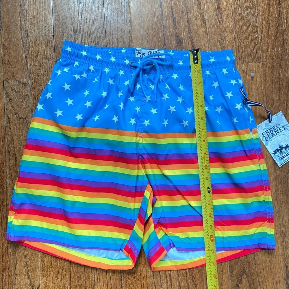 Free Planet Mens Swimming Trunks Size Medium Swim Shorts Rainbow Pride LGBTQ New - Picture 6 of 11